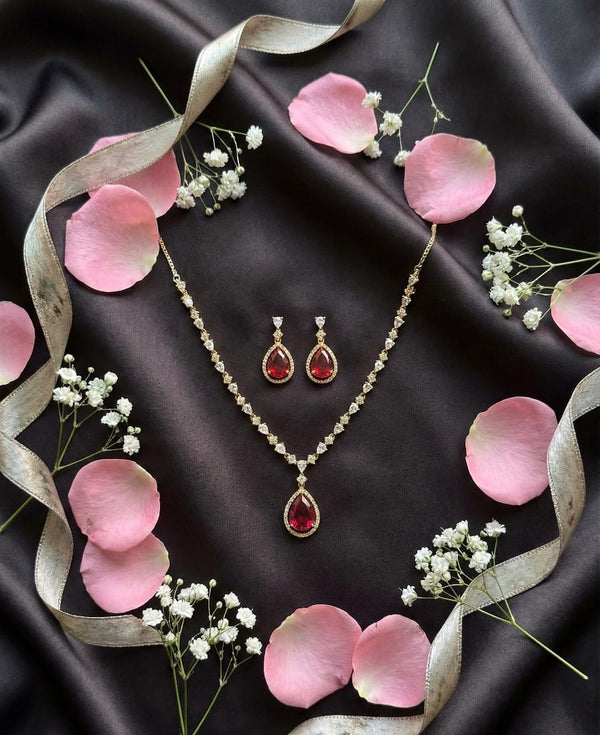 Red Necklace Earrings Combo