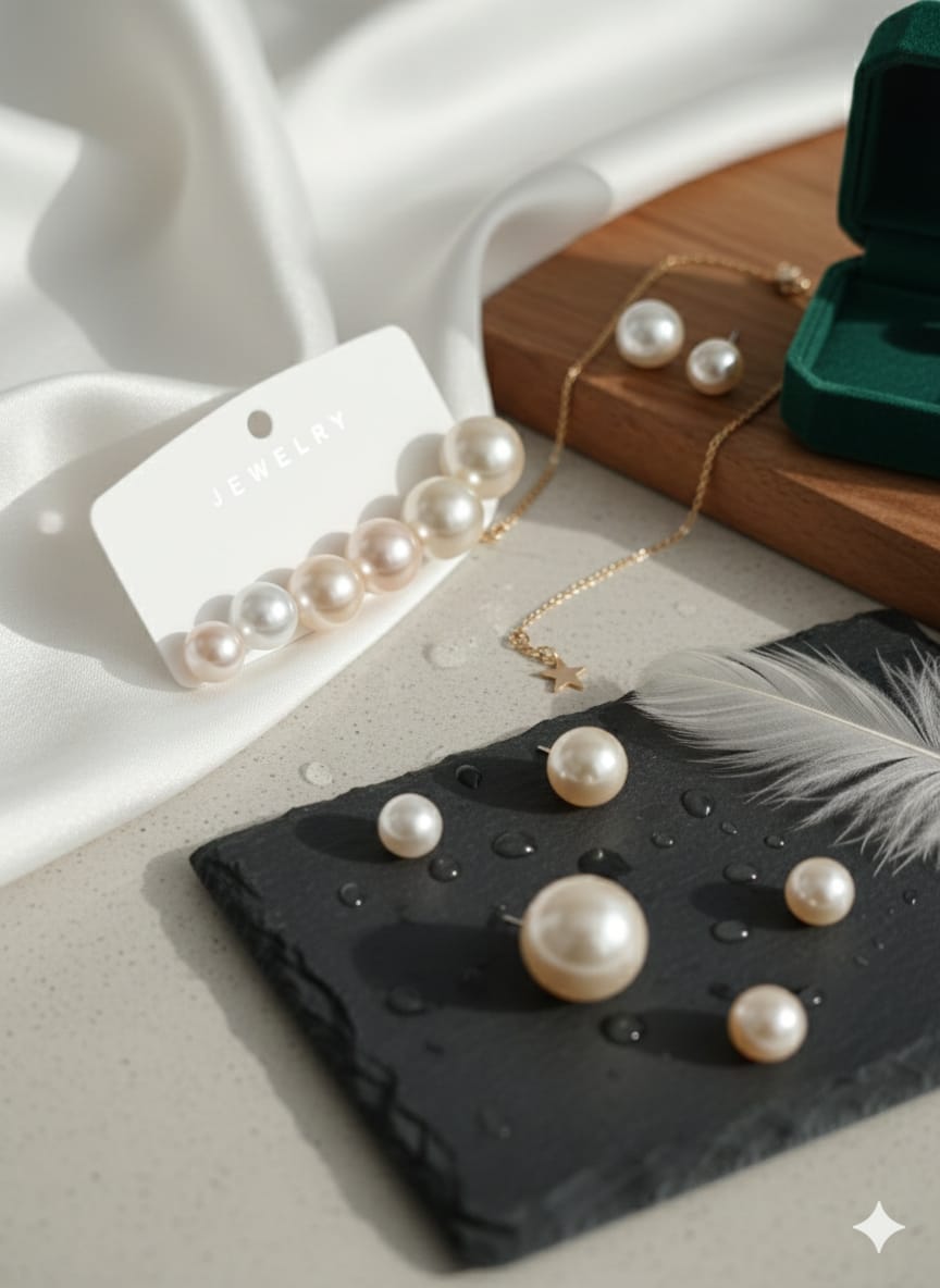 Elegant 3-pair Pearl Stud Earrings