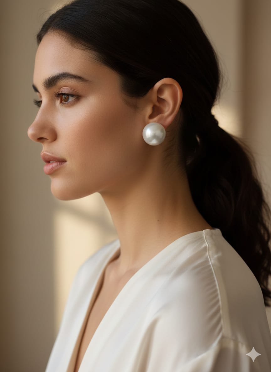 White Pearl Stud Earrings