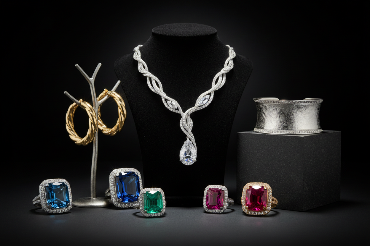 some of jewellary with black background